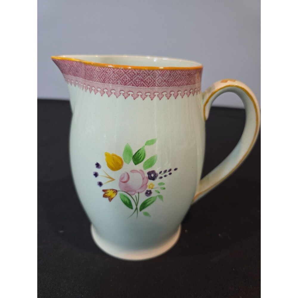 Adams Calyx Ware 2087 Lowestoft Hand Painted 6.75" Pitcher Pink Floral England